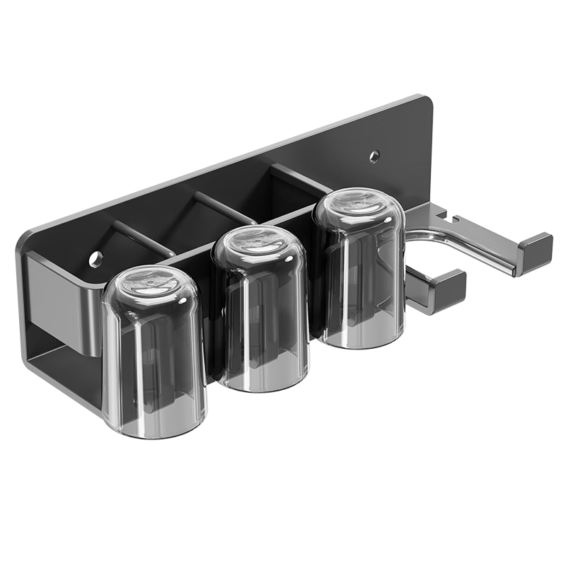 佳帮手牙刷置物架免打孔吹风机支架一体壁挂式刷牙杯套装浴室置物架3杯