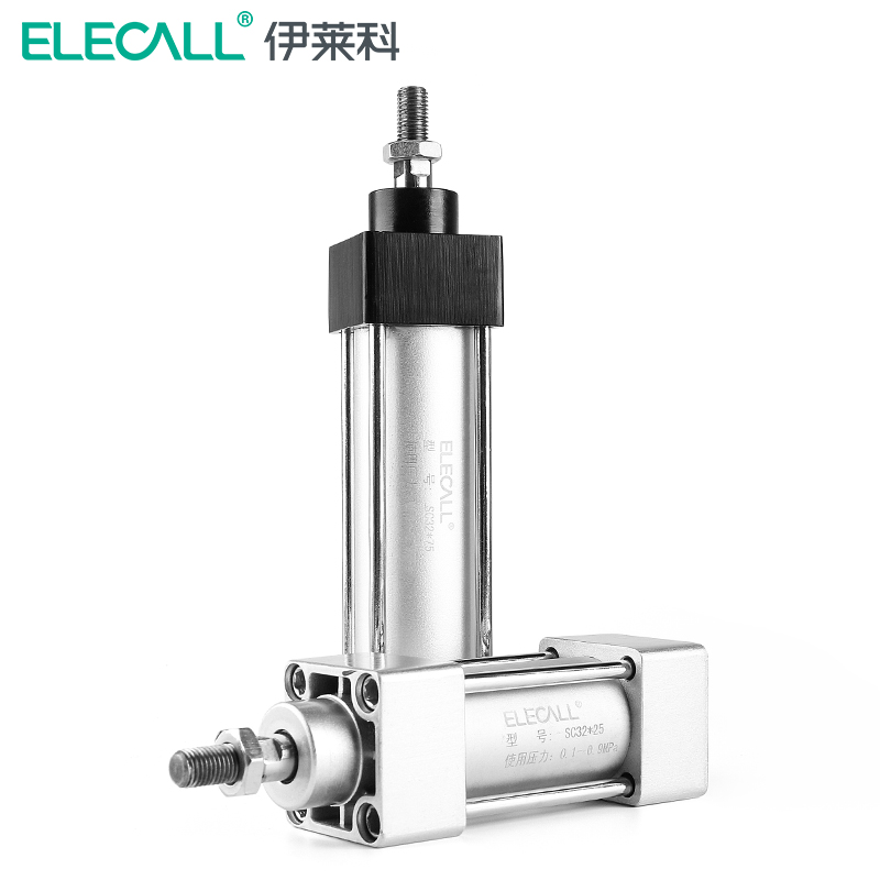 伊莱科气缸sc系列复动型铝合金拉杆式气缸气动元件汽缸 sc32 25mm行程