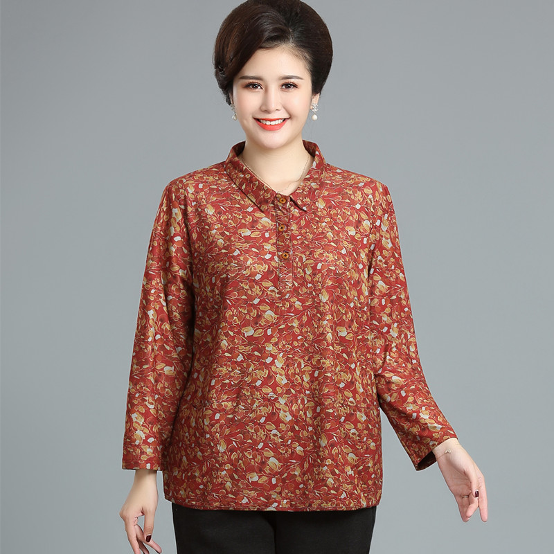 长袖打底衫春秋洋气t恤女上衣中老年人特超大号胖女人时尚显瘦的肥婆
