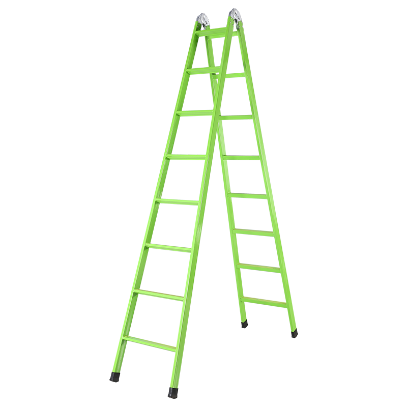 创硕 梯子家用多功能工程梯加厚方管直梯三角梯折叠梯室内外人字梯【八步绿色】多功能工程梯3m