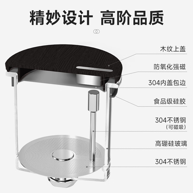 苏泊尔(SUPOR)磁旋飘逸杯玻璃泡茶壶耐高温茶水分离过滤泡茶器茶具花茶壶 磁旋式- 550ml
