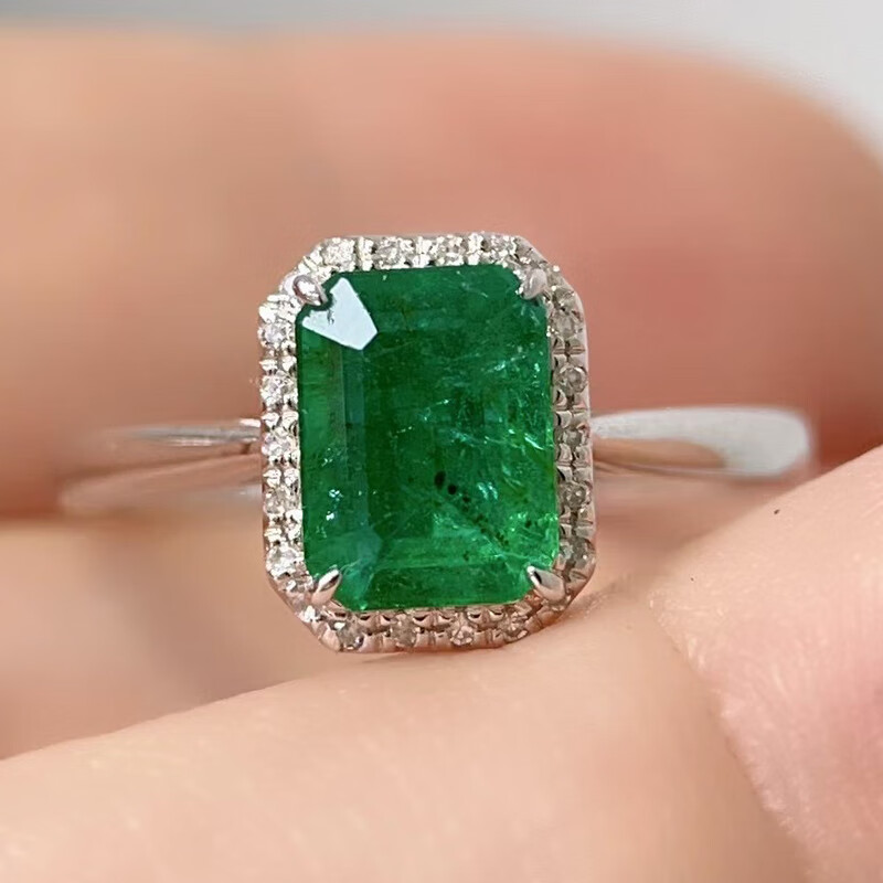 皇家礦工 祖母綠戒指 女戒18K金鑲鉆送生日禮物 金重2.249克 主石1.18ct