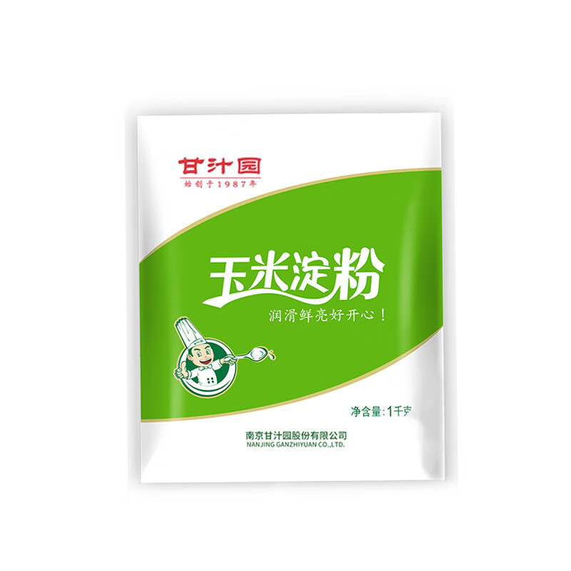 甘汁園玉米淀粉1kg 生粉嫩肉粉烹調(diào)勾芡汁食用淀粉水晶泥烘焙原料 玉米淀粉1kg*1袋