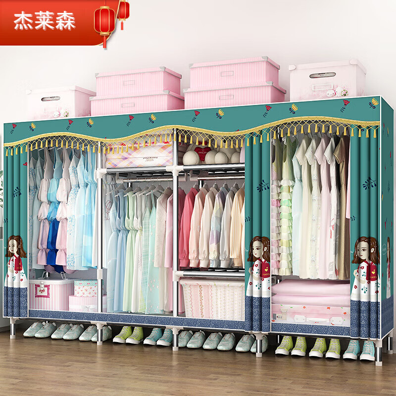 85米简易布衣柜钢管加粗加固现代简约全钢架衣橱租房网红 千与千寻2.