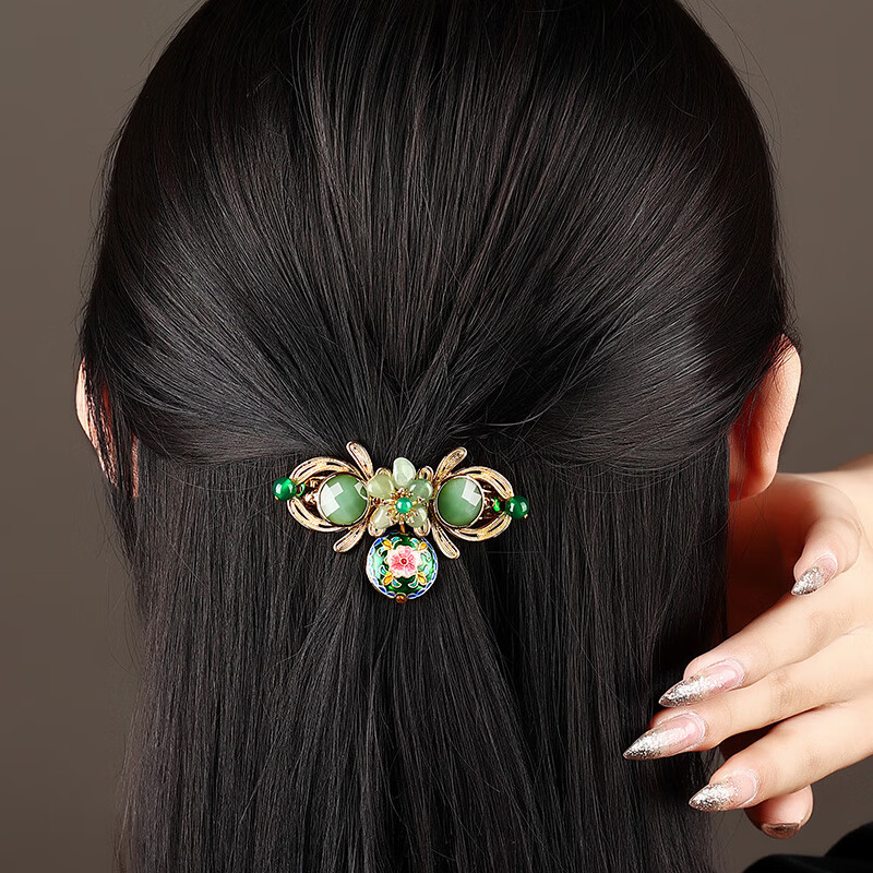 允茹夹头发的漂亮夹子旗袍配饰发夹古风马尾顶夹发卡头花后脑勺复古高