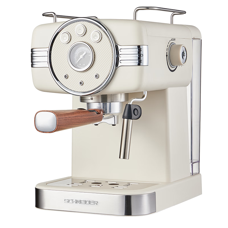 Schneider 施耐德 咖啡机意式半自动浓缩咖啡机 15Bar高压萃取蒸汽打奶泡复古