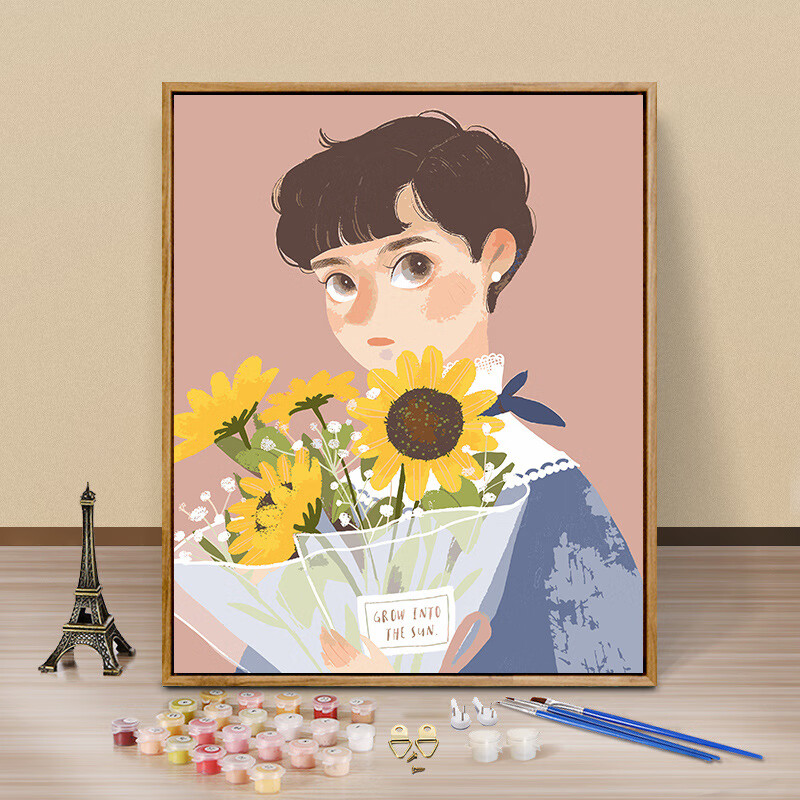 新款diy数字油画填充手绘油彩画卡通动漫填色客厅装饰画花季少女 花季