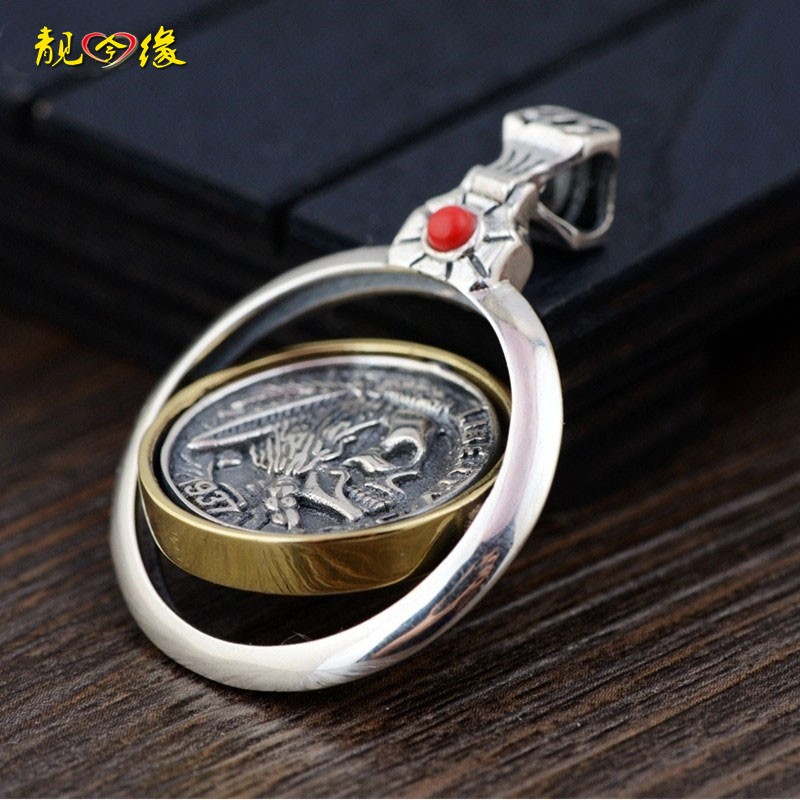 朋克转动吊牌男女个性时尚挂坠送人寓意礼品 1937字母骷髅头银吊坠约