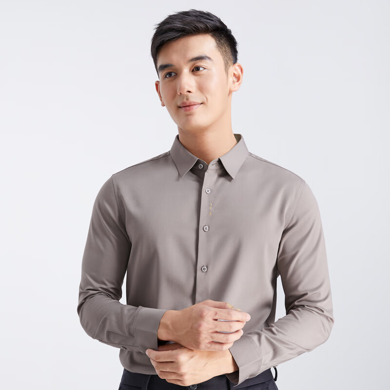 莱克斯顿衬衫男【商场同款】新款春秋长袖休闲正装长袖衬衣男 2XL
