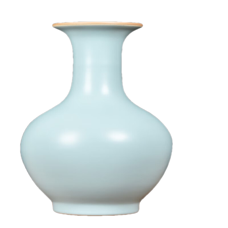 泰禧閣景德鎮(zhèn)陶瓷器花瓶仿古汝窯中式家居客廳電視柜博古架公司禮品擺件 仿宋汝瓷梅瓶+底座
