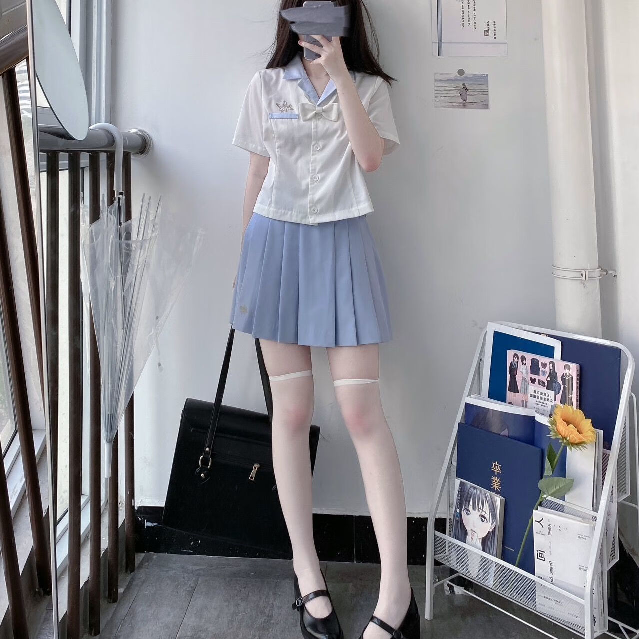 涓涓细语绝对领域长筒袜夏季薄款透明黑中筒袜大腿jk袜高筒白袜子女