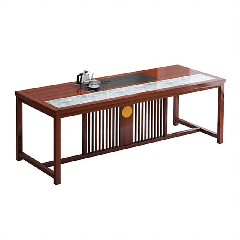 妙普乐 广东佛山家具茶桌 新中式实木茶桌椅组合家用办公两用乌金木