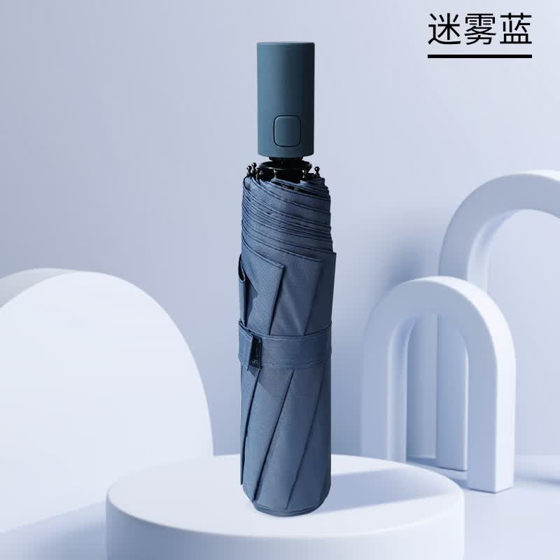 红叶（Hong Ye） 红叶全自动太阳伞折叠遮阳伞黑胶防晒伞防紫外线女晴雨两用雨伞 迷雾蓝怎么看?