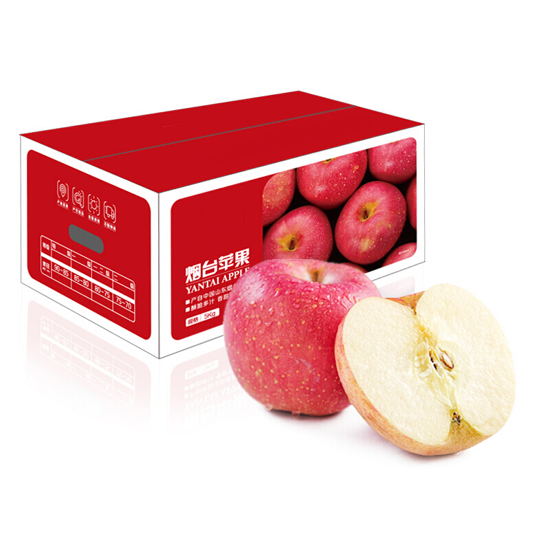 京鲜生烟台红富士苹果5kg一级大果 单果220g以上 新鲜水果礼盒