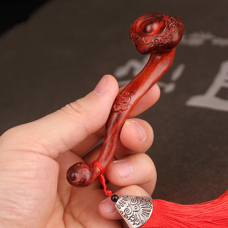 最饰 木手工雕刻如意手把件 文玩手玩把件男随身把玩物件 如意把件