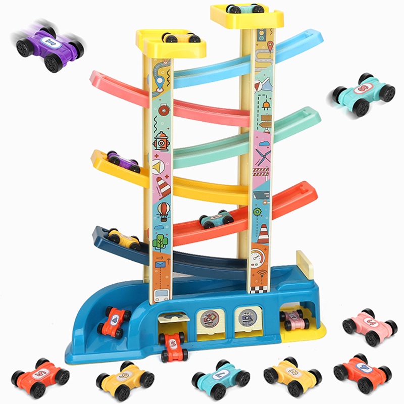 纽奇 儿童玩具 轨道车男孩女孩3-6岁宝宝惯性 早教智力生日礼物趣味滑翔车8只小车 HB-601 六一儿童节礼物