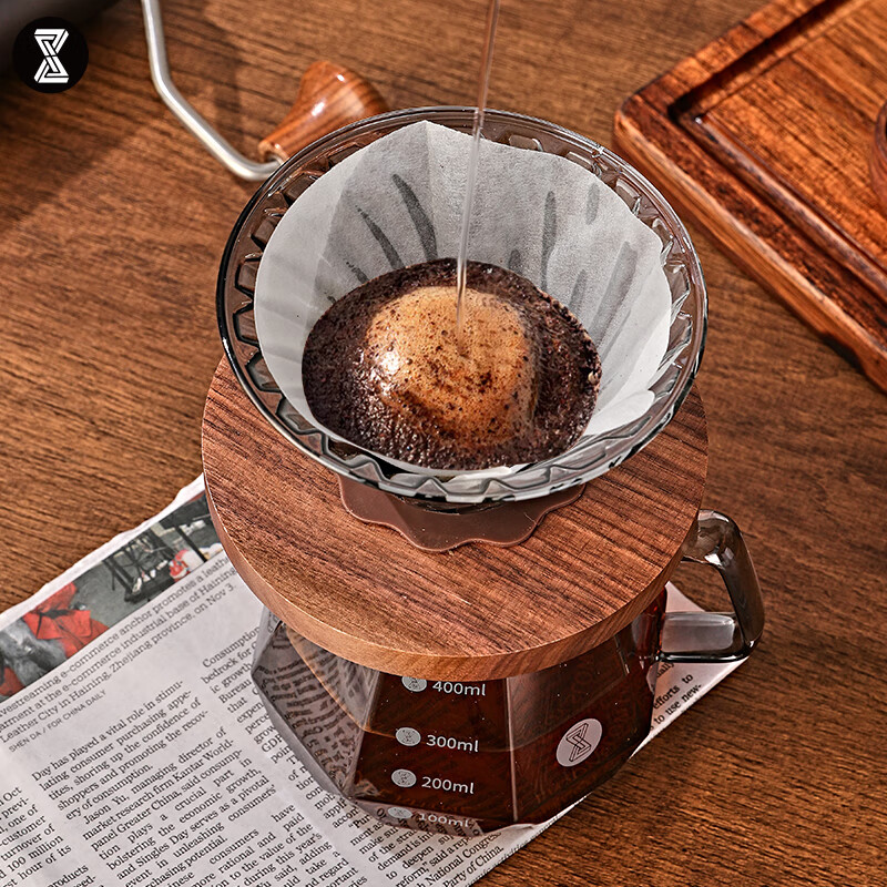 臻航咖啡壶手冲咖啡滤杯玻璃分享壶套装冷萃杯美式滴漏壶带刻度过滤器 烟灰色滤杯+分享壶