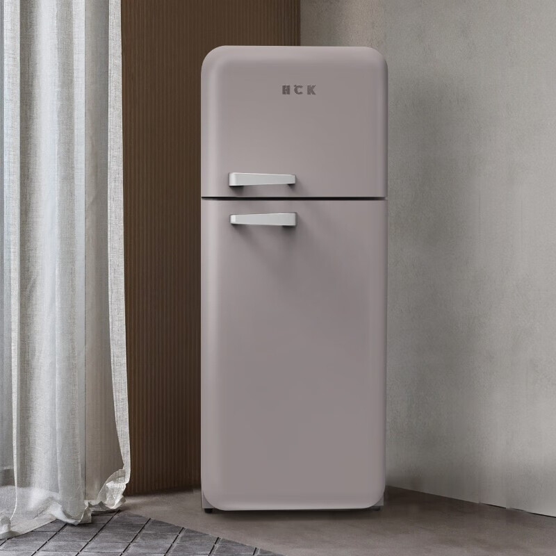 hck哈士奇 侘寂风变频风冷双门复古冰箱一级能效大容量圆弧薄无霜 bcd
