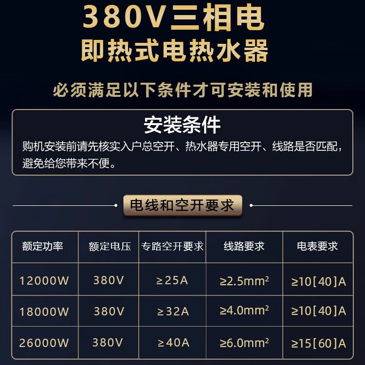 长城380V商用即热式电热水器三相电大功率变频恒温全屋多路供水工厂商铺别墅浴缸大水流量淋浴防漏电 24000W 上门安装