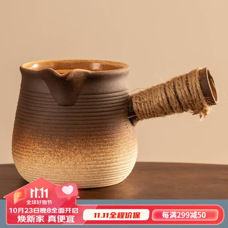 瓷牌茗茶具围炉煮茶炭炉家用室内烤茶套装罐罐奶煮茶壶户外烧烤炉煮茶器全套 渐变条纹《月颜》侧把壶干烧不坏怎么看?