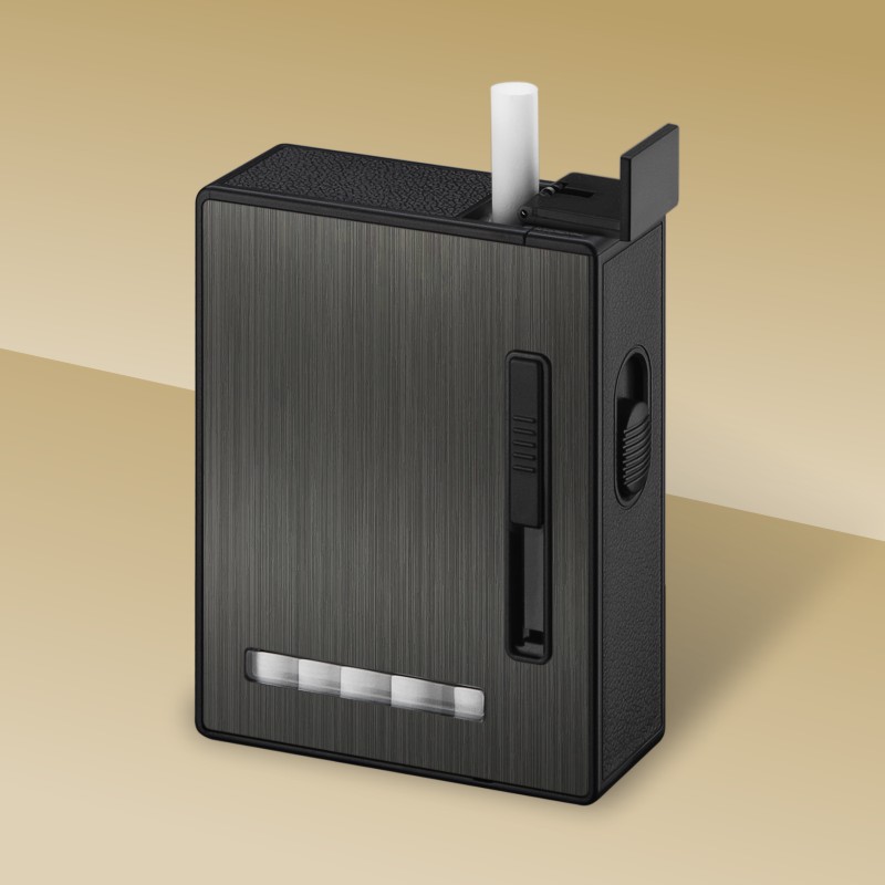 自动弹烟盒20支装带电弧充电打火机烟夹 电子点烟器点火器 可刻字 JJ-905电弧自动烟盒