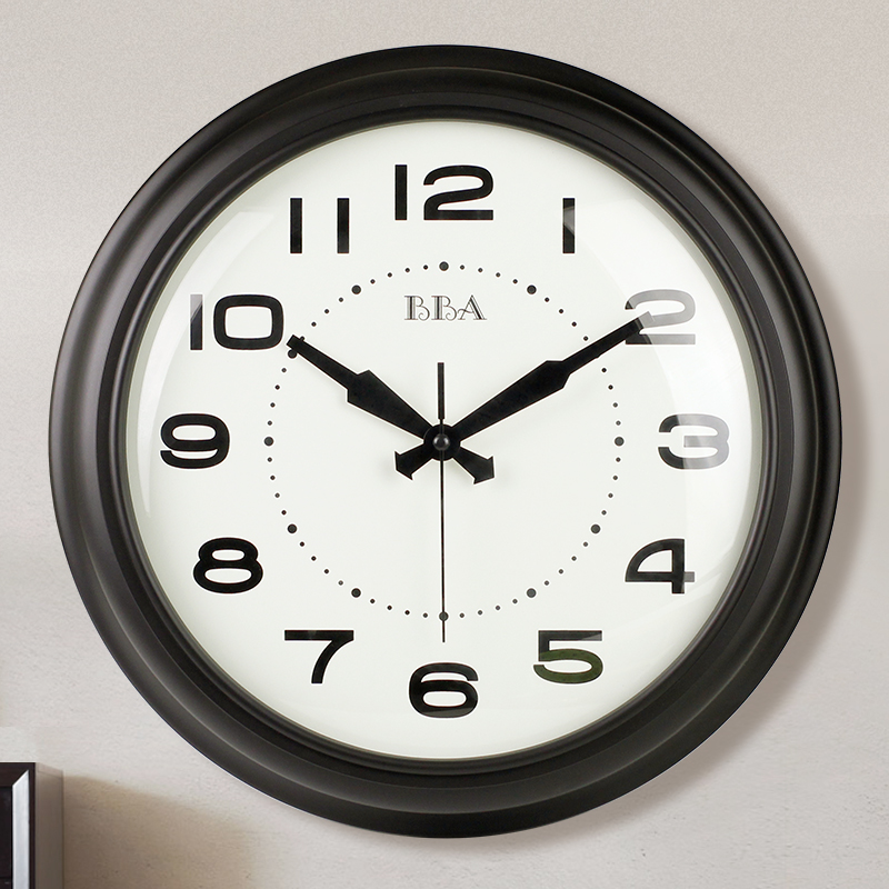 BBA挂钟 创意时尚钟表现代简约静音家居复古欧式客厅卧室石英钟 T91275黑色