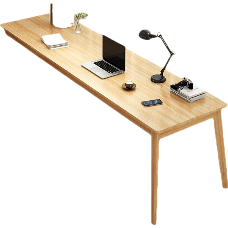 米昊 电脑桌双人书桌长条桌靠窗桌靠墙窄桌子工作台家用办公电脑桌 【单桌款实木框架】橡胶木色180*60*75CM