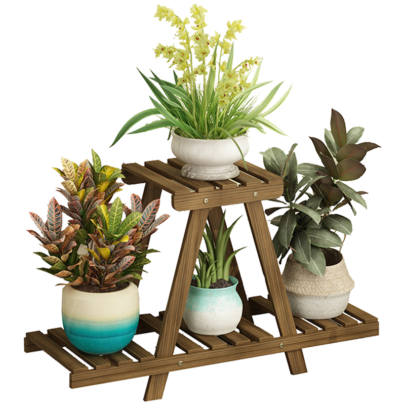 花架子桌面多层办公室装饰架多肉绿萝盆栽架简约现代家用 炭烧-小号