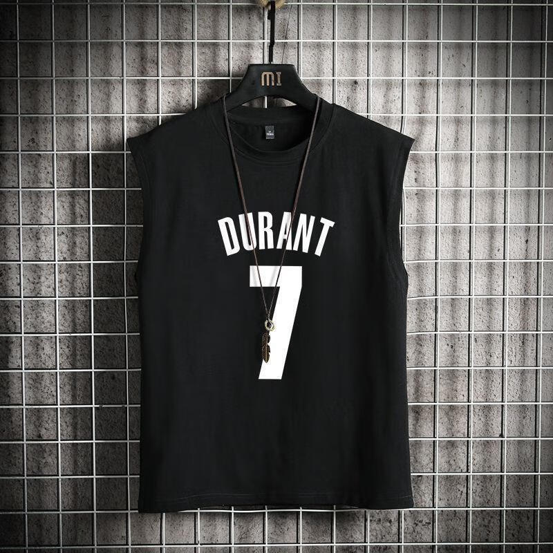 篮网队城市版篮球训练背心哈登杜兰特无袖球衣男 黑色(杜兰特7号白) m