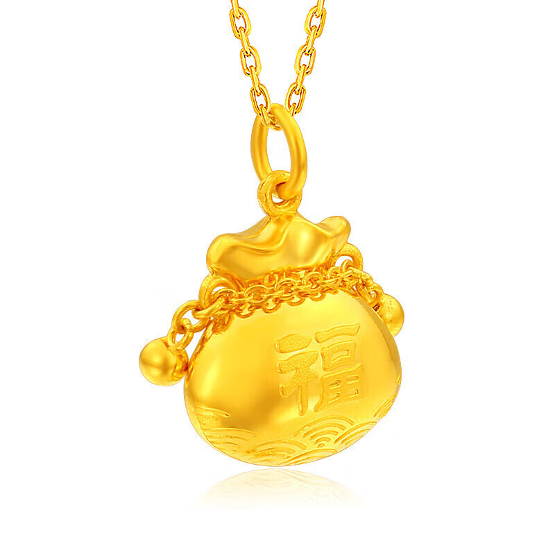 菜百首饰 黄金吊坠 足金铃铛福袋黄金吊坠不含链 计价 约3.30克