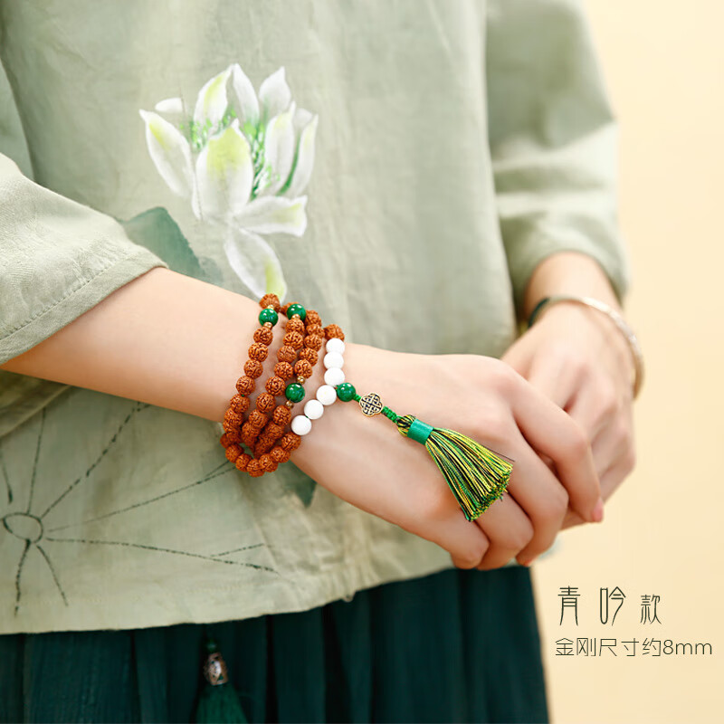 提伯斯【航倩】原创小金刚菩提子108颗手链原籽手串毛衣项链佛珠 青吟