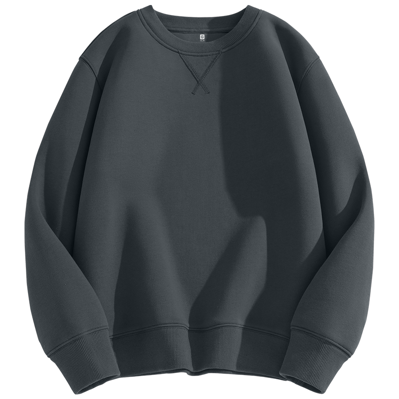 GLM森马集团品牌圆领卫衣男秋季美式重磅男士外套休闲宽松长袖打底衫 中灰/GL纯色 XL（140-160斤）