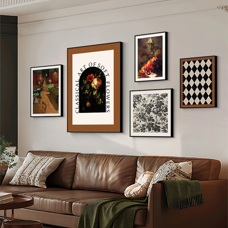 艺环宇法式轻奢装饰画客厅挂画小众高级感美式复古沙发背景墙壁画组合画