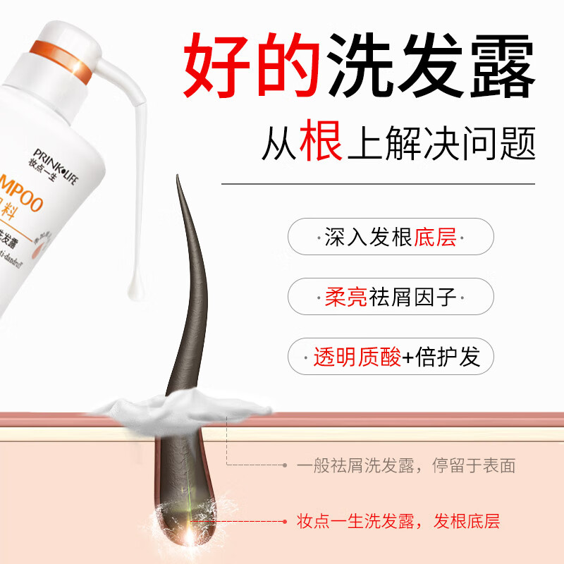 妆点一生祛屑洗发露柔顺丝滑玻尿酸呵护受损发质留香水润洗头水 柔亮去屑清爽洗发露1000ml