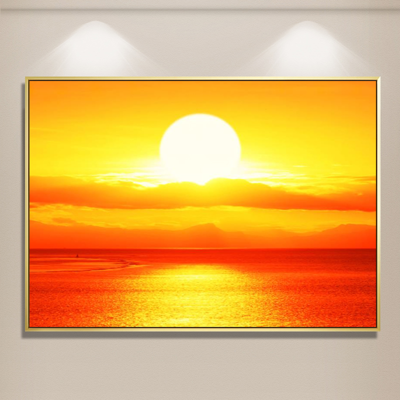 太阳玄关过道墙画鸿运当头定制 a款 35x50cm  黑色画框 防水油画布(不