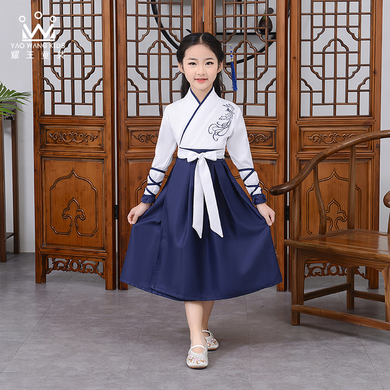 耀王 儿童汉服男女童国学服中国风古装六一学生弟子规书童演出服三字经表演服 YR-QT-001 藏青女款汉服 110 高性价比高么？