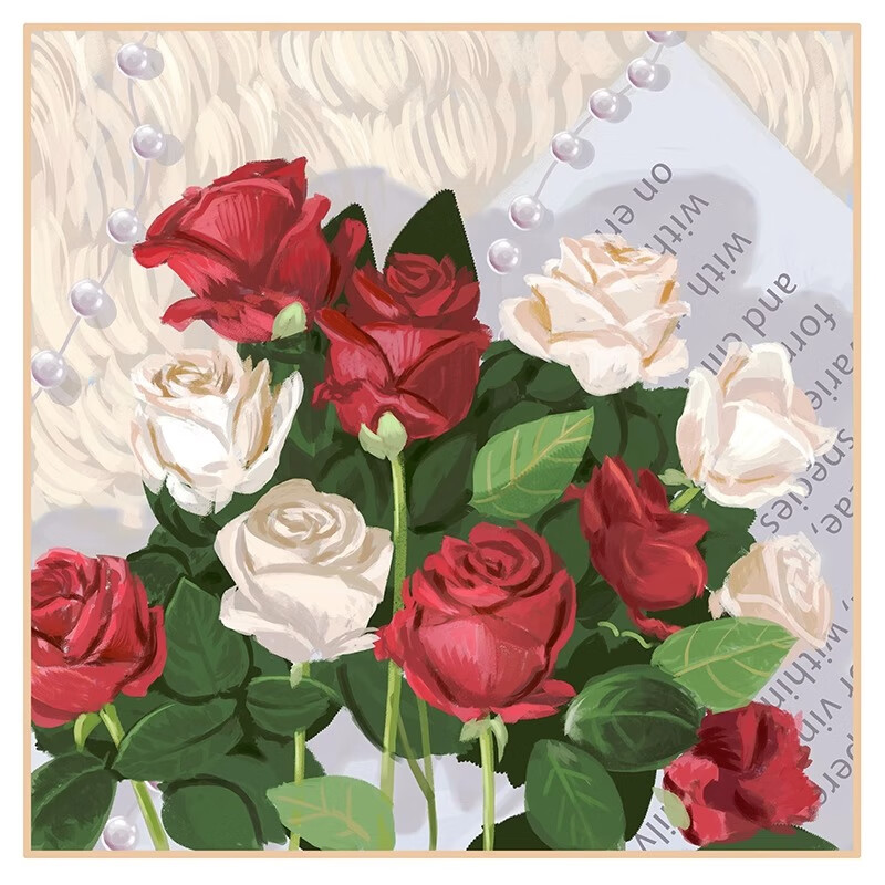 琴棋书画(qinqishuhua)玫瑰数字油画diy花卉填充油彩手工手绘涂色填色