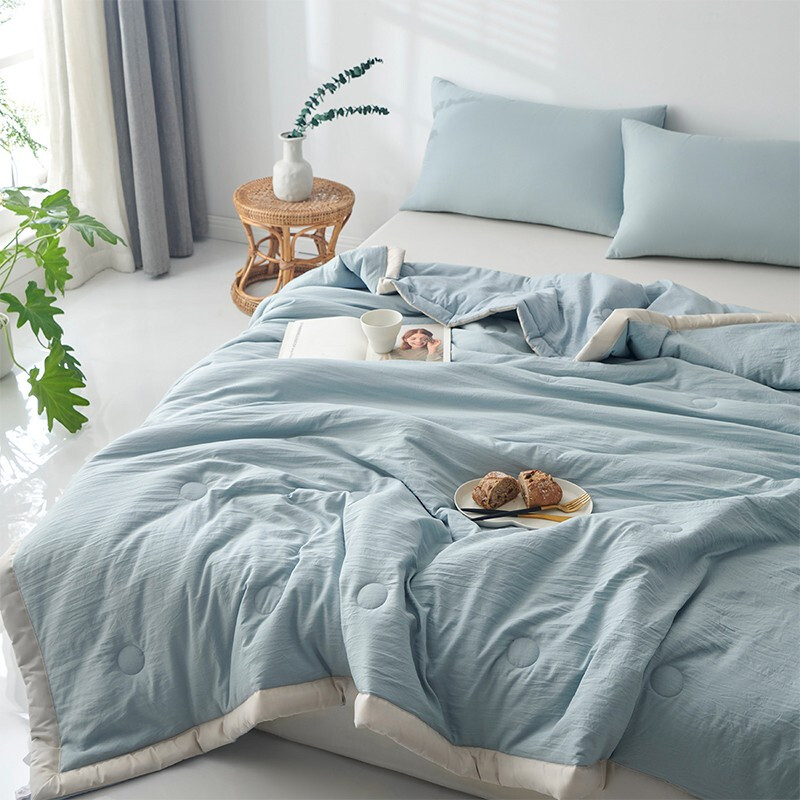 多喜爱家纺可水洗空调被大豆纤维夏薄被可机洗夏凉被夏被床上用品 亲肤水洗20%大豆纤维夏被(蓝) 152*218cm 1.2米床