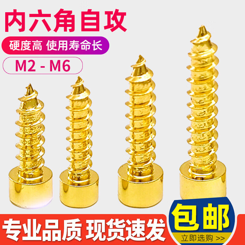 冰能304不锈钢镀钛金内六角自攻螺丝钉模型音响螺钉杯头圆柱头自攻钉