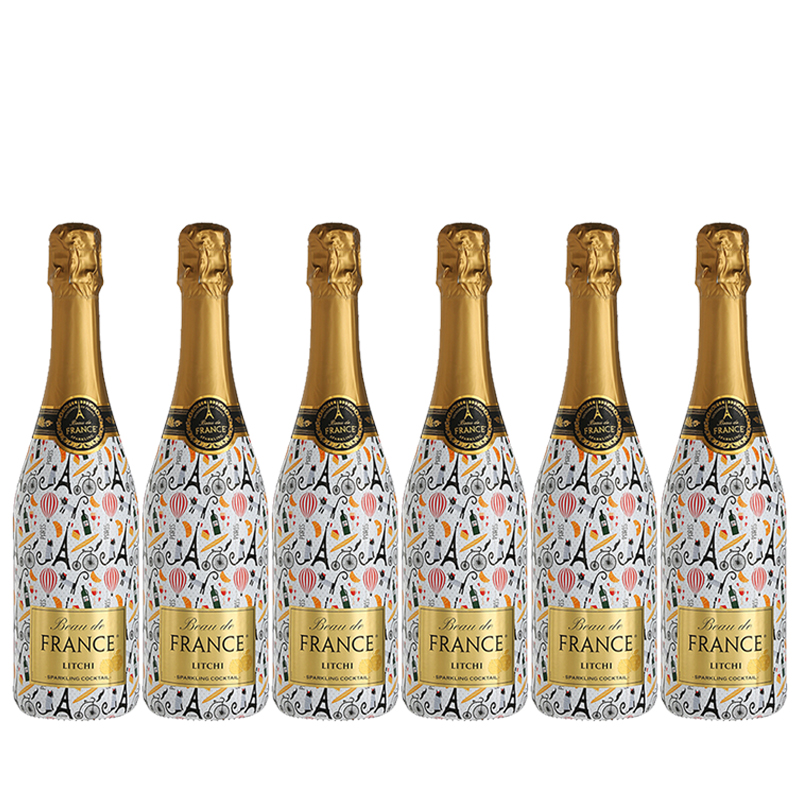 法国荣耀 BEAU DE FRANCE 原瓶进口红酒 桃红葡萄酒起泡酒 甜型荔枝果酒 低醇高泡配制酒750ml*6瓶baamdegp