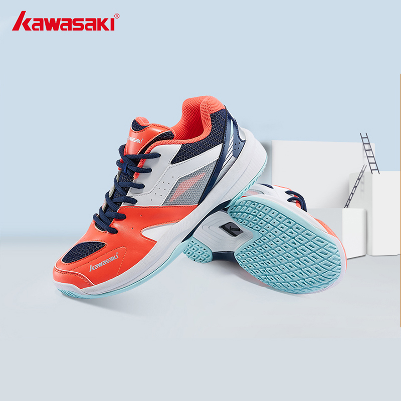 kawasaki 新款羽毛球鞋防扭防滑缓震耐磨透气轻便男女同款比赛训练运动鞋 K-098热力橙 37（235MM）
