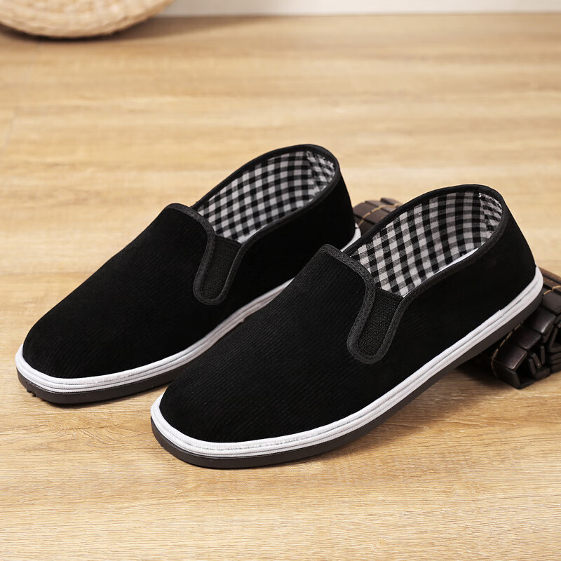 老北京布鞋男舒适透气防滑登山厚底帆布一脚蹬软底工作健步鞋塑胶 塑胶平布 36