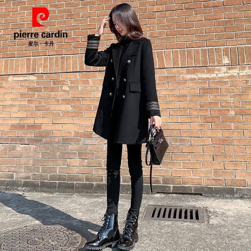 皮尔卡丹（pierre cardin）赫本风呢子大衣女中长款韩版2023秋冬新款宽松小个子黑色毛呢外套 黑色 XS怎么看?