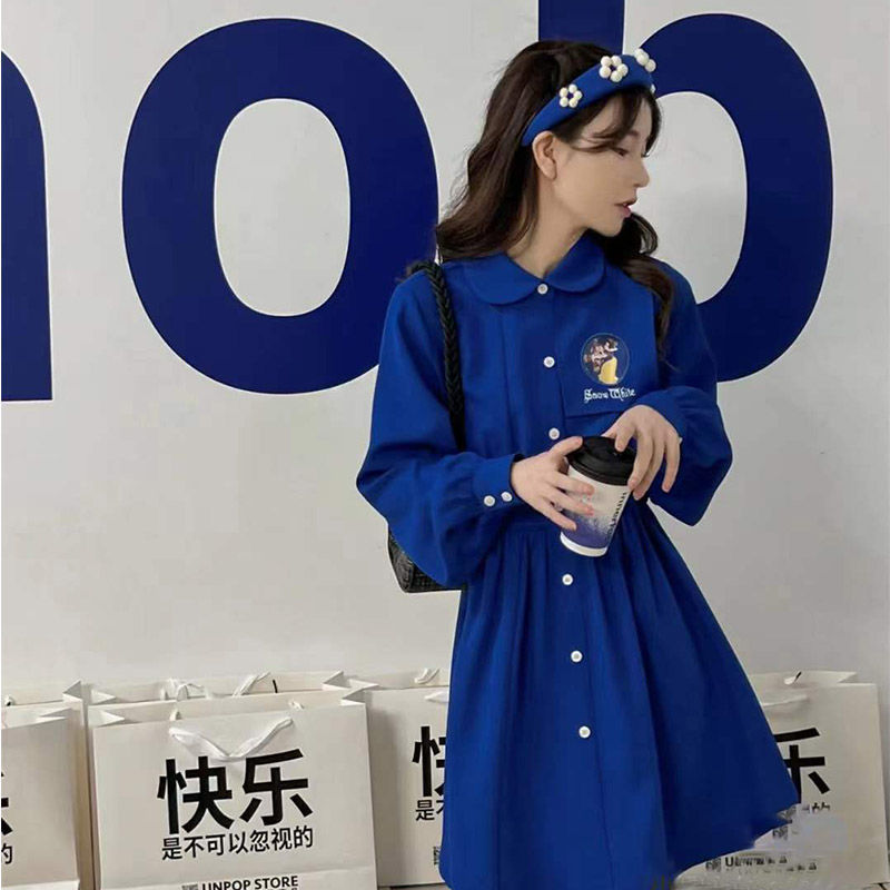 索宛亦(suowanyi)克莱因蓝春季新款小清新连衣裙女