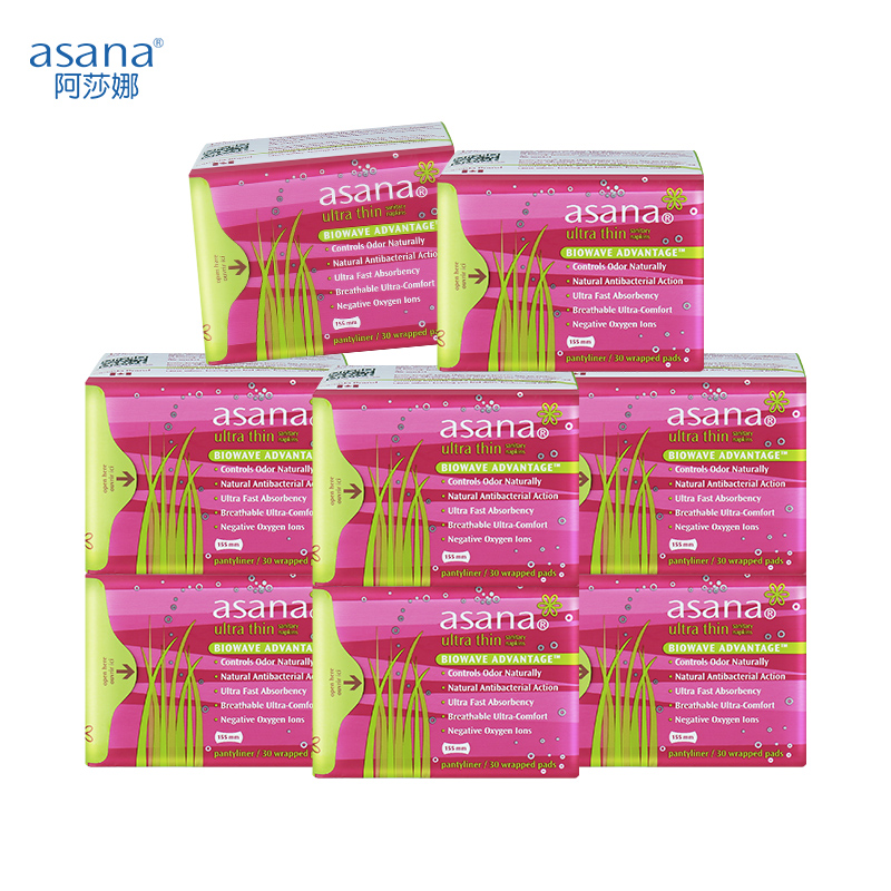 阿莎娜(asana)纯棉卫生巾套装超薄亲肤透气抑菌防侧漏姨妈巾【加拿大