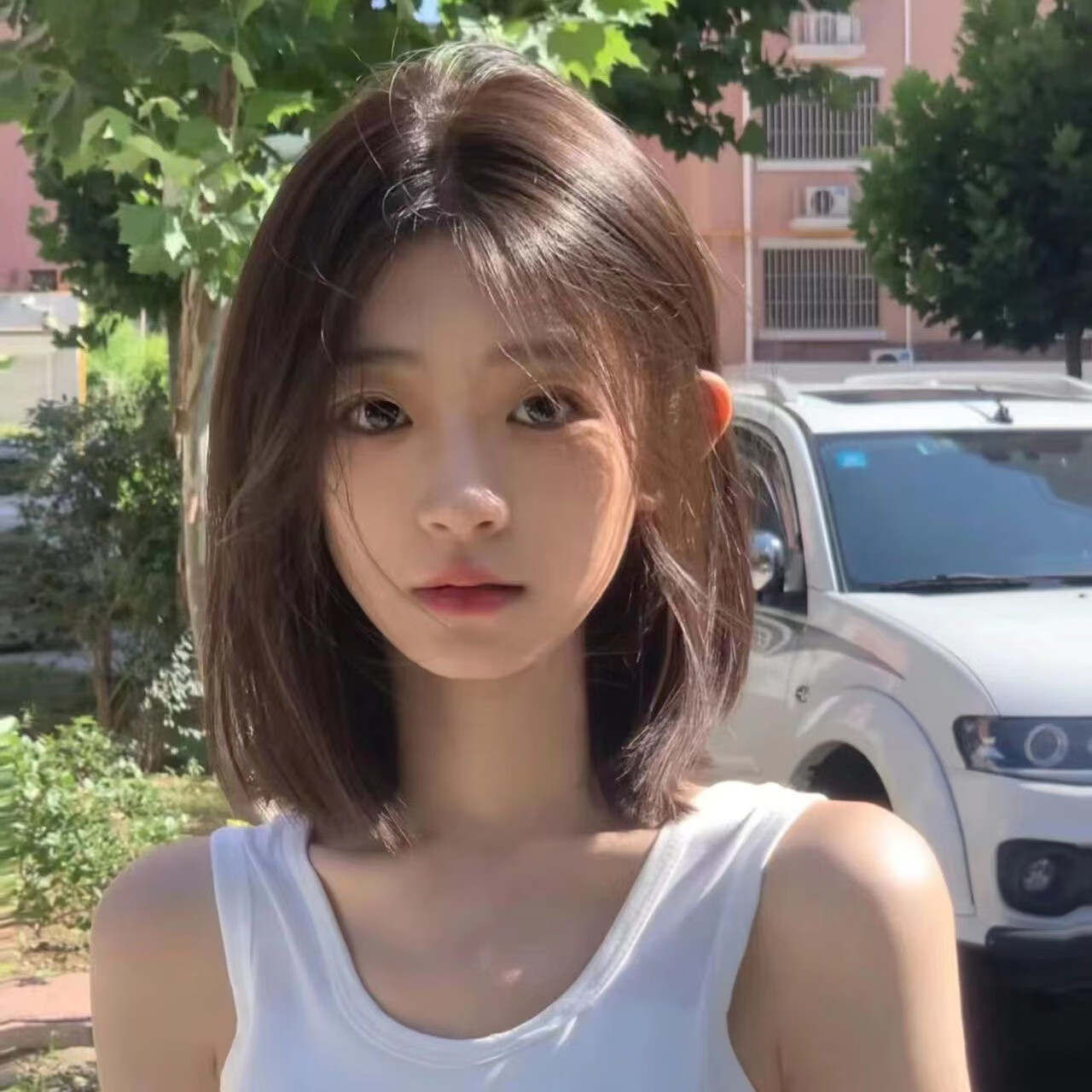 宸芃假发女短发中分八字刘海短直自然波波头气质全头套式假发 冷棕色