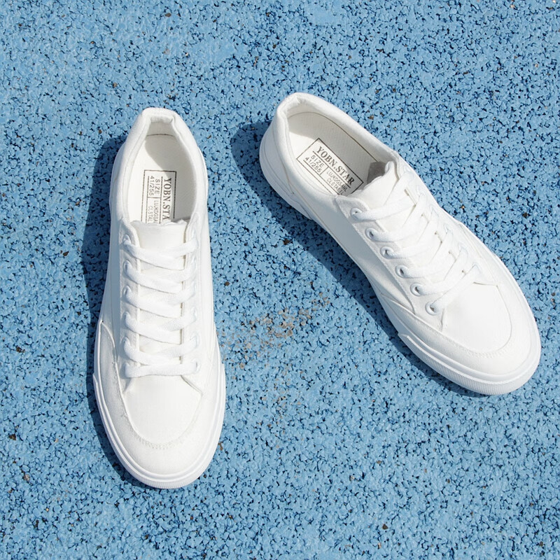 帆布鞋男板鞋防臭低帮透气布鞋百搭休闲白鞋子 白色 a1023 35 女款
