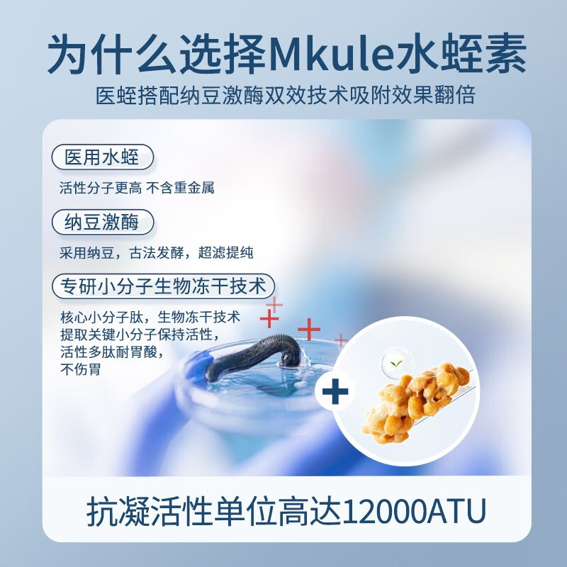 mkule水蛭素胶囊美国进口纳豆激酶中老年人脑梗降血压血脂调节三高 6