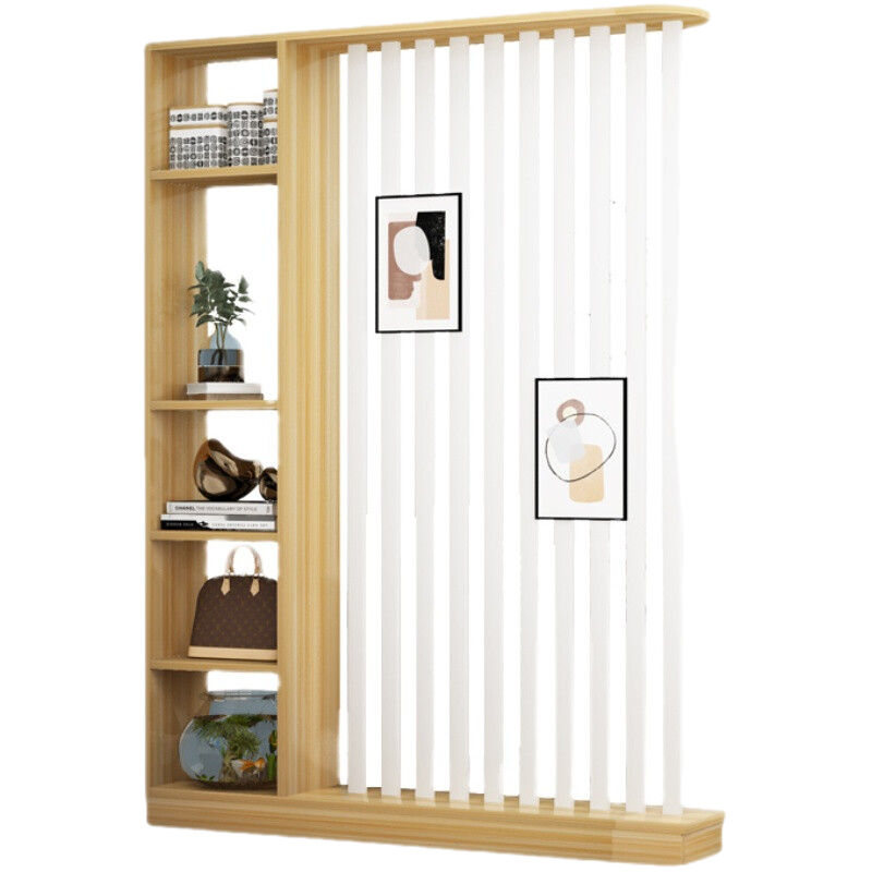 桢知 入户玄关置物架客厅隔断家用新中式屏风现代简约进门座屏卧室遮挡 长80宽30 5根杆 暖白+白杆 组装