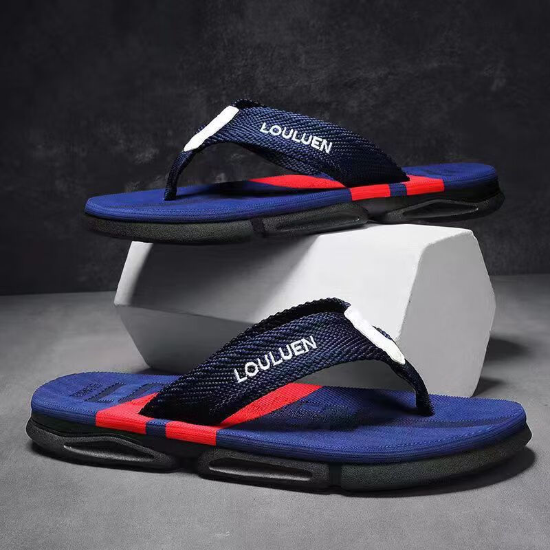 人字拖男款潮流韩版外穿夹脚凉鞋男士夏季沙滩鞋大码 深蓝色 41码